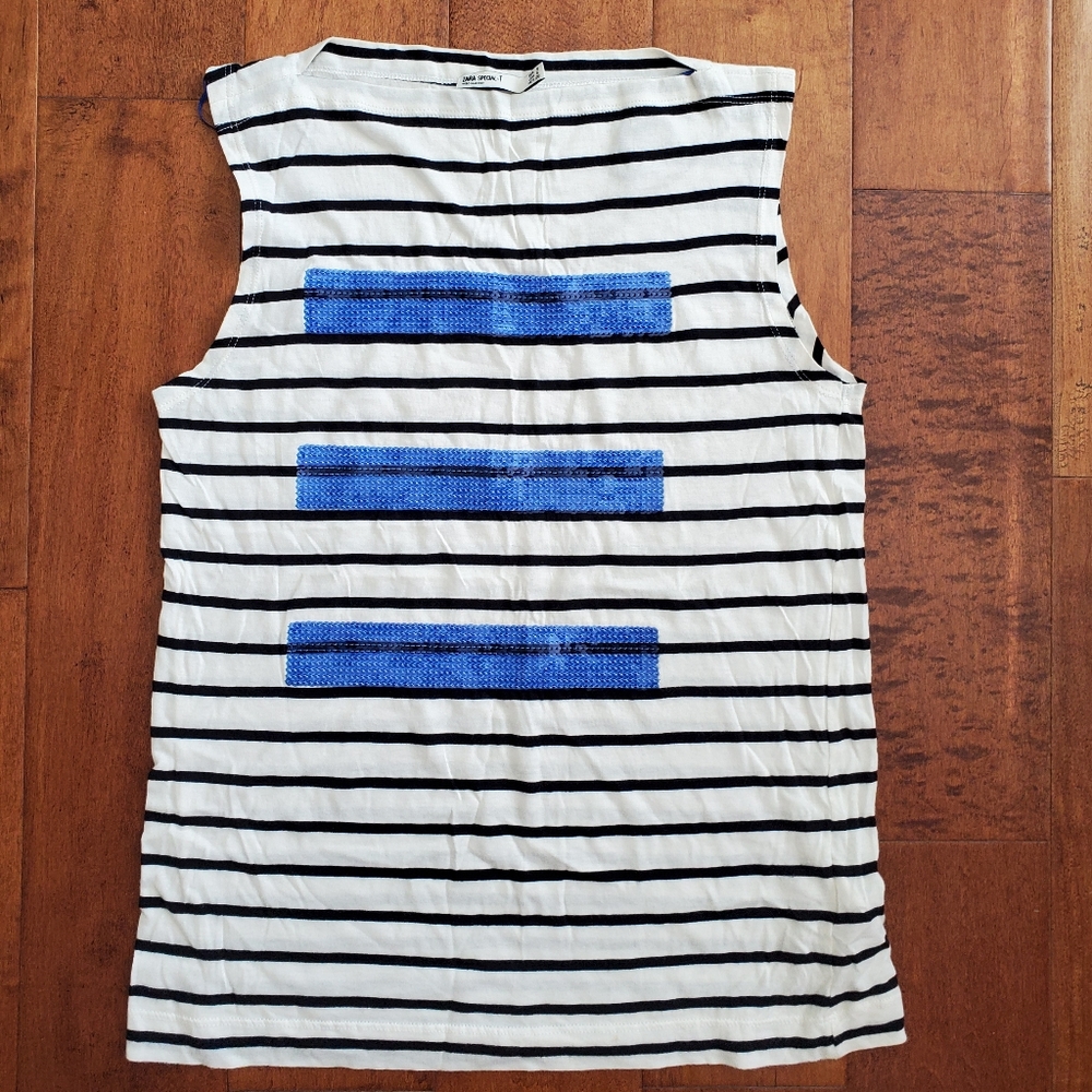Zara stripe sequin boat neck tank
